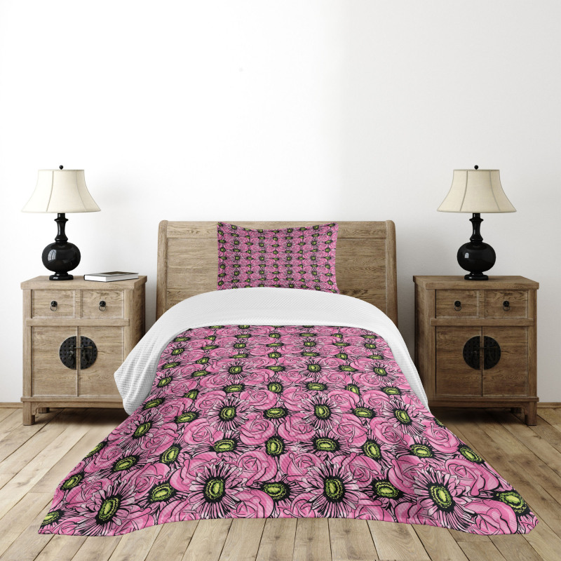 Roses and Gerbera Bedspread Set