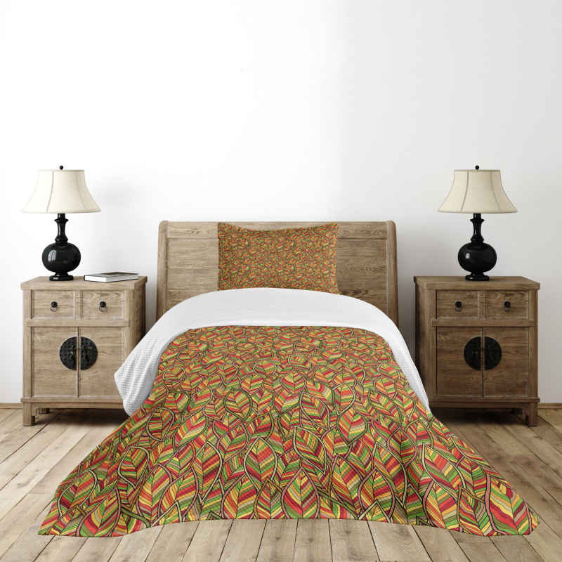 Autumn Faded Leafage Bedspread Set