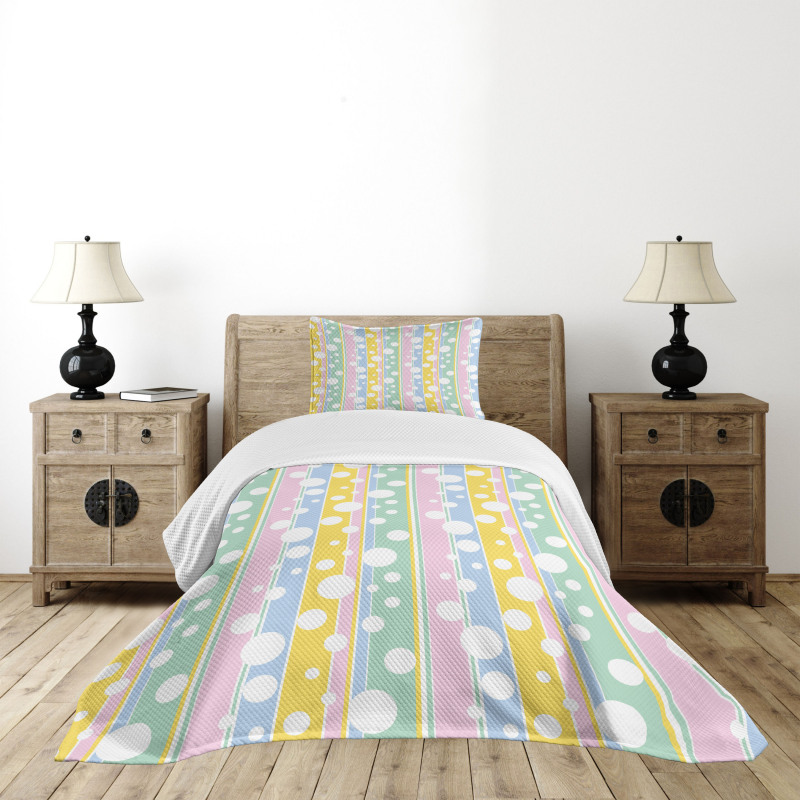 Pastel Colored Stripes Bedspread Set