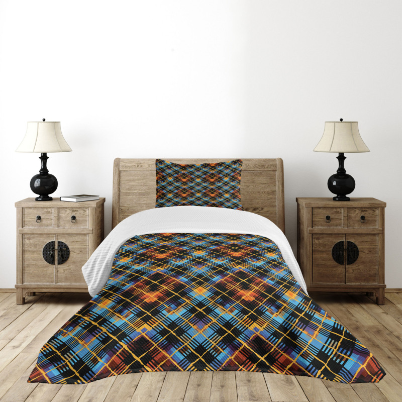 Modern Geometric Tartan Bedspread Set