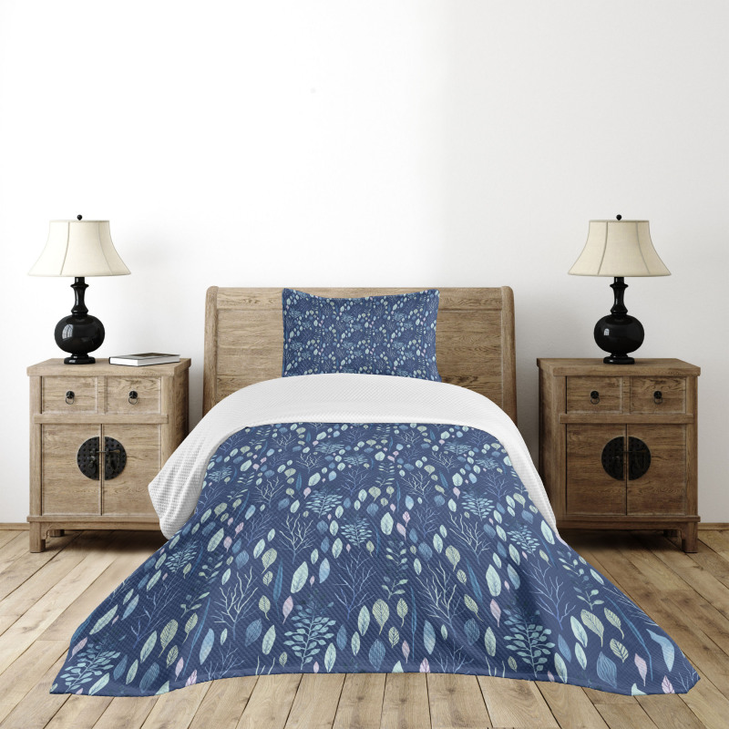 Watercolor Leaves Art Bedspread Set