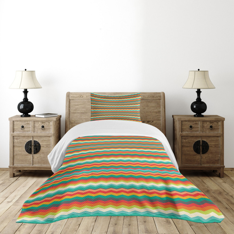 Geometric Abstract Wave Bedspread Set