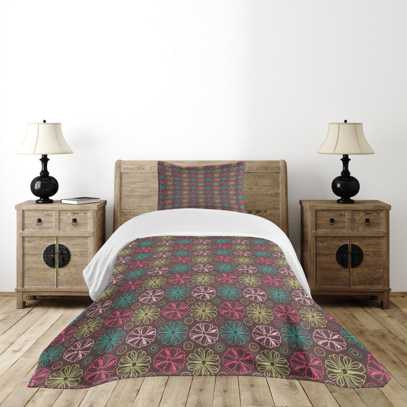 Bows Circles Retro Bedspread Set