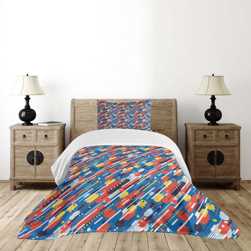 Diagonal Shapes Design Bedspread Set