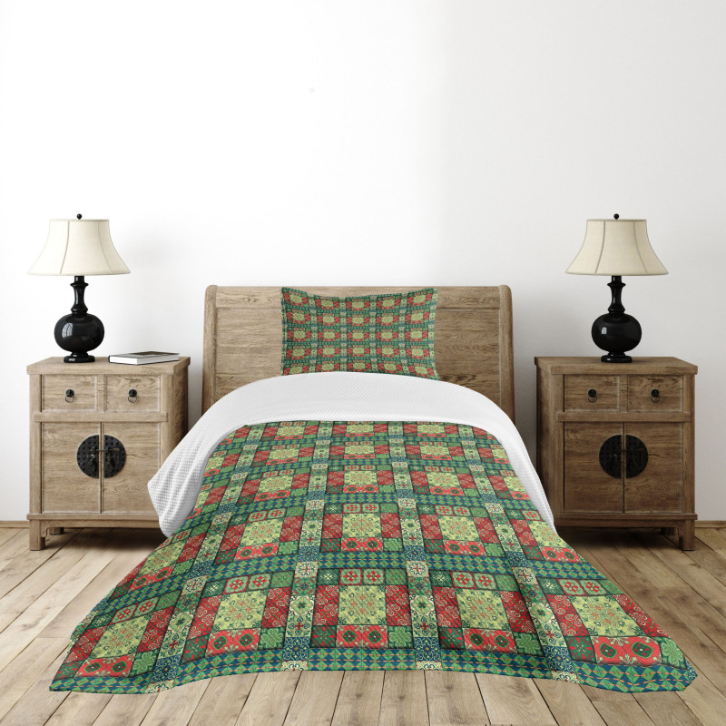 Colorful Azulejo Tiles Bedspread Set