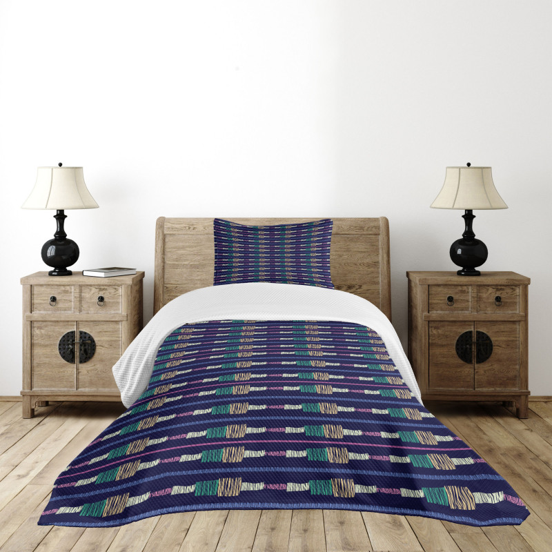 Grunge Doodle Stripes Bedspread Set