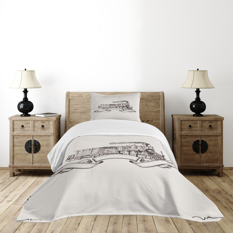 Old School Locomotive Bedspread Set