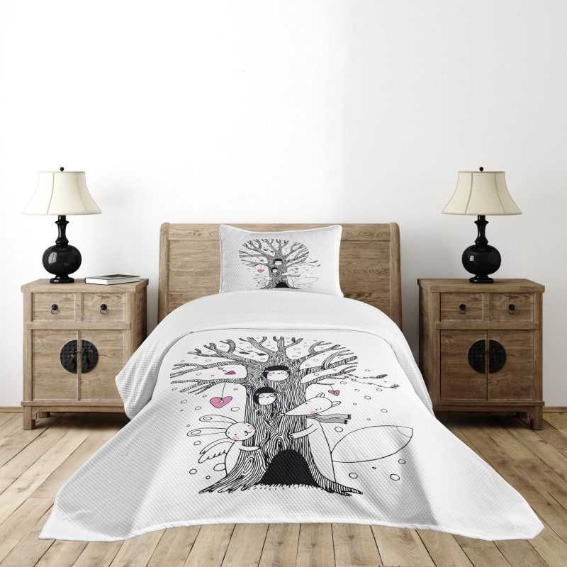 Tree Playing Children Bedspread Set