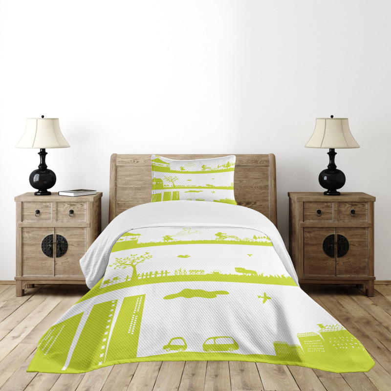 Landscape Pattern Bedspread Set