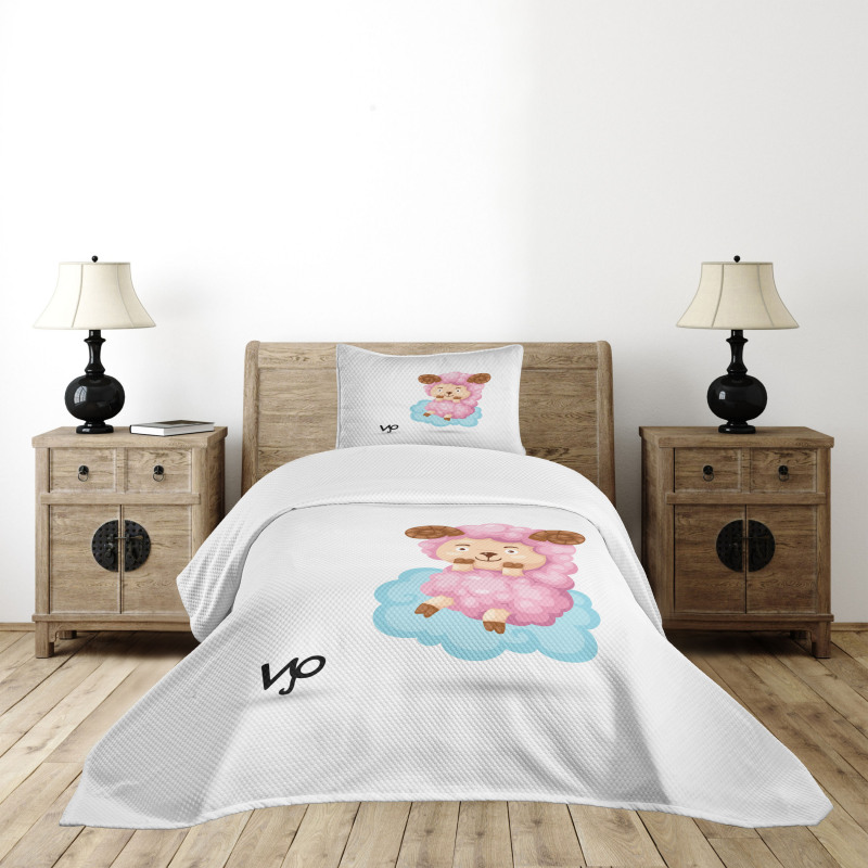 Cartoon Sheep Kids Bedspread Set