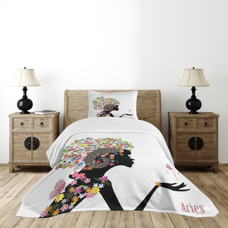 Girl with Flowers Bedspread Set