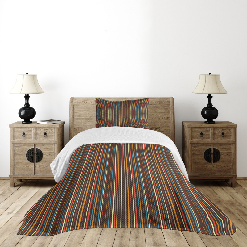 Colorful Vertical Lines Bedspread Set