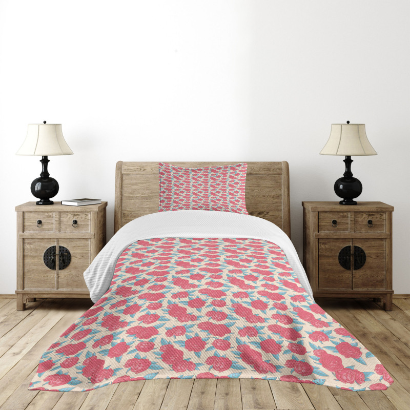Gentle Rose Design Bedspread Set