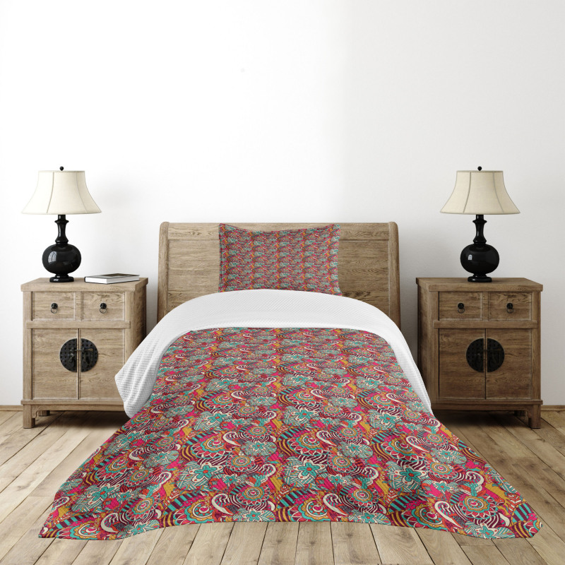 Flowers Stars Hearts Bedspread Set