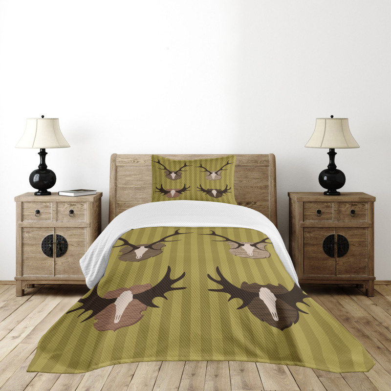 Deer Mous Horns Trophy Bedspread Set