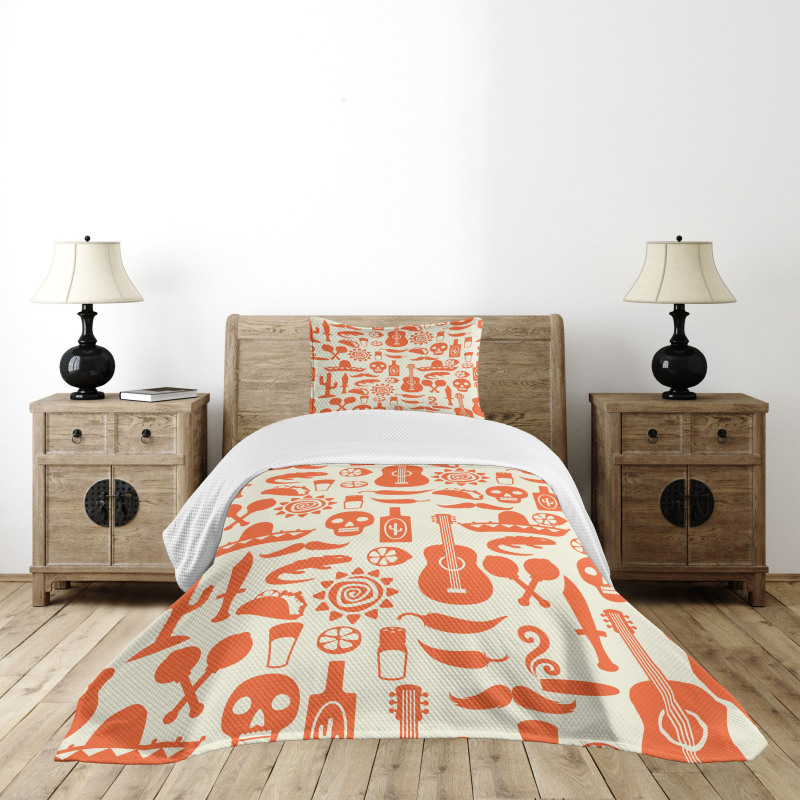 Sombrero Skulls Culture Bedspread Set