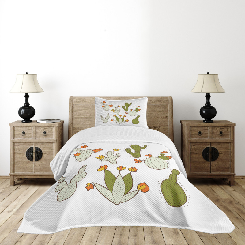 Doodle Cacti Flora Bedspread Set