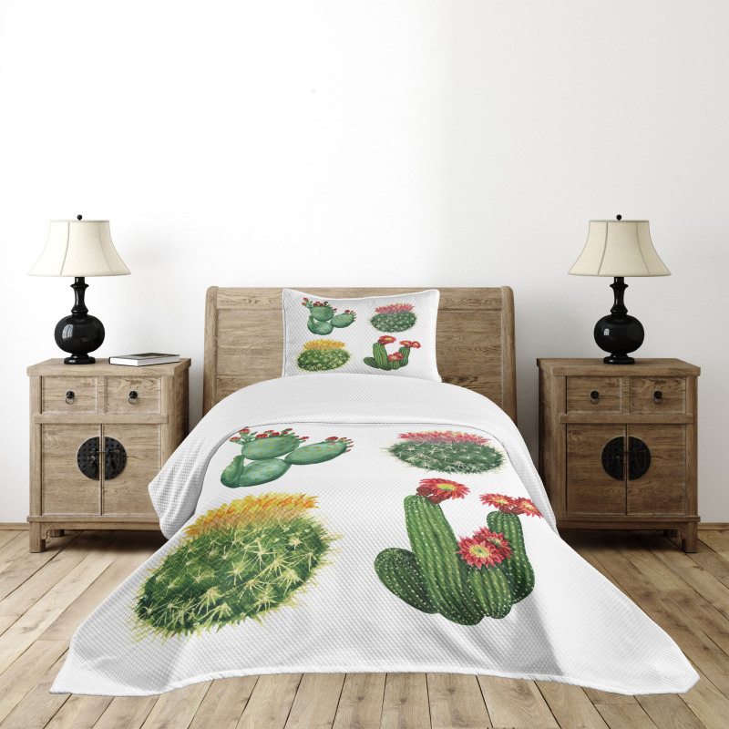 Watercolor Tropical Art Bedspread Set