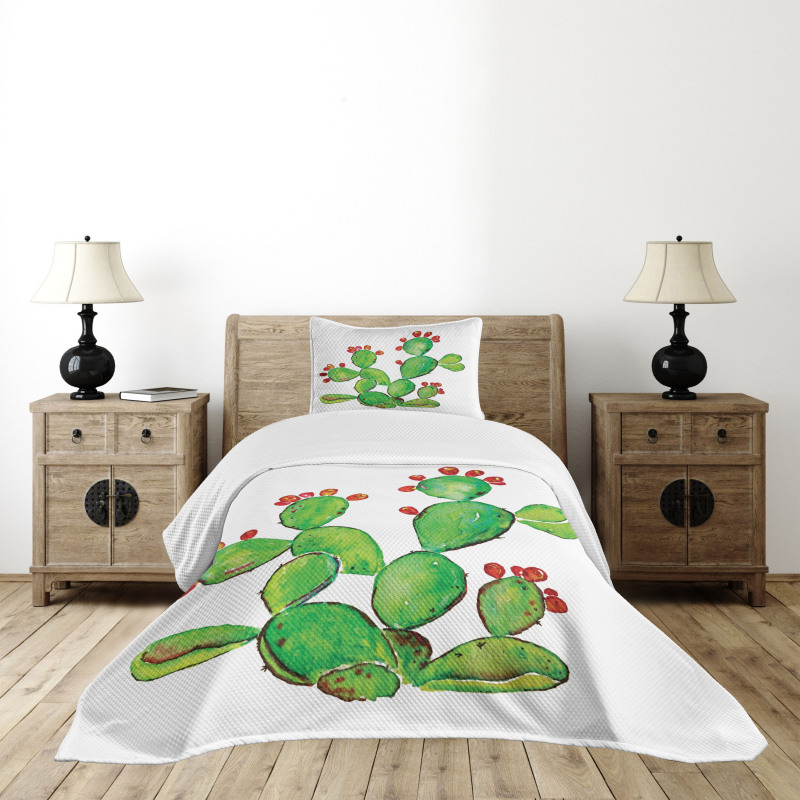 Ripe Prickly Pear Fruits Bedspread Set