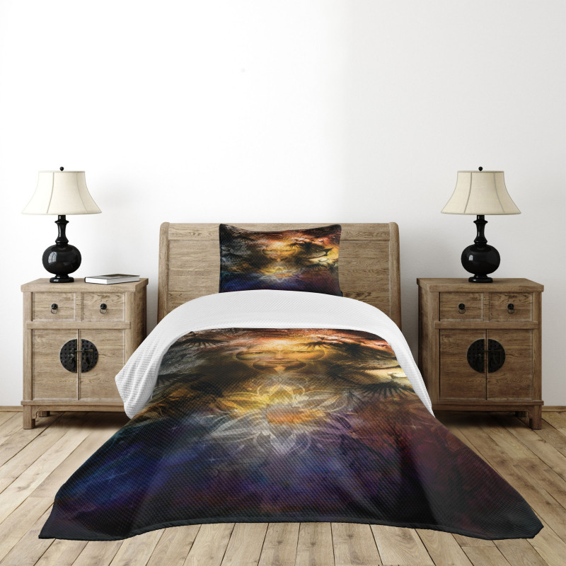 Woman Lion and Flower Bedspread Set