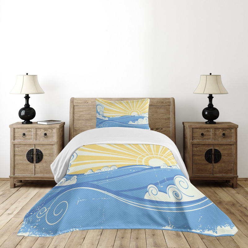 Vintage Waves with Sun Bedspread Set