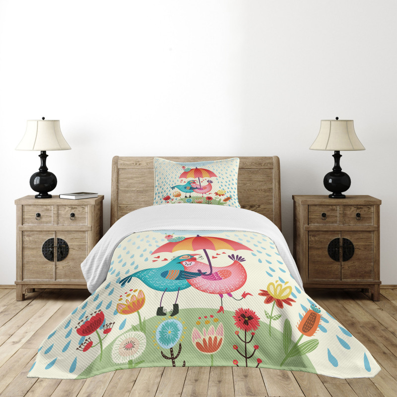 Valentine's Day Birds Bedspread Set