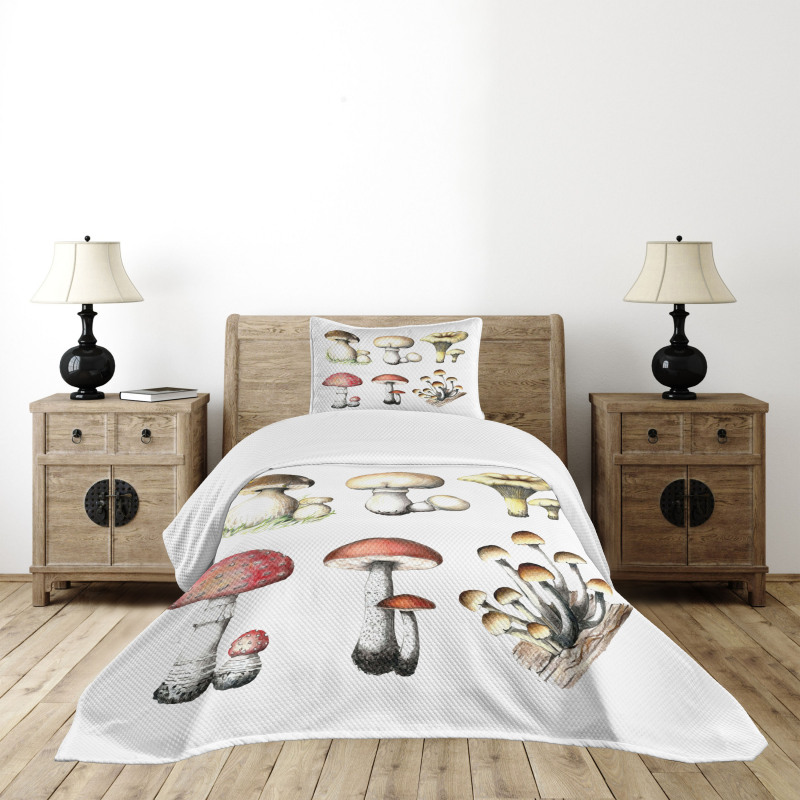 Hand Drawn Fungus Bedspread Set