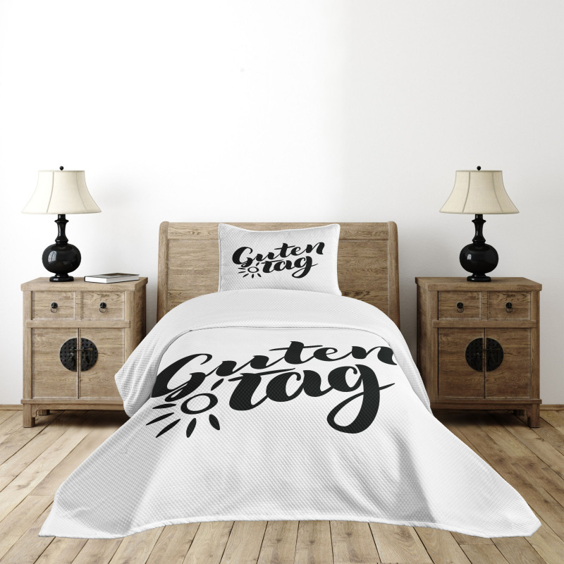 Hand Lettering Guten Tag Bedspread Set