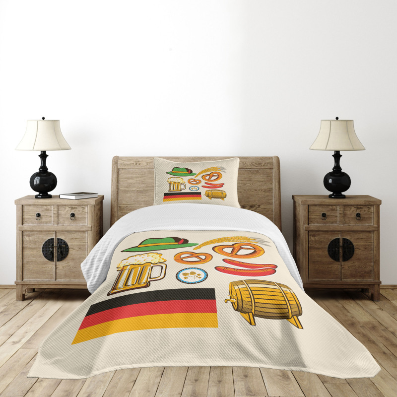 Wheat Beer Pretzels Bedspread Set