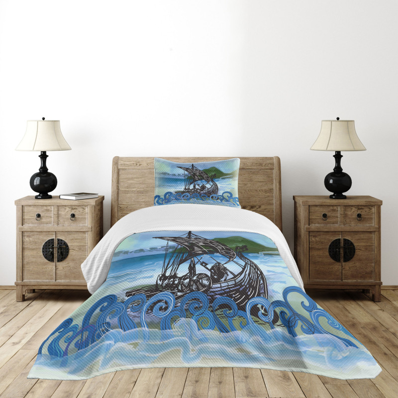 Drekar Boat Warrior Sea Bedspread Set