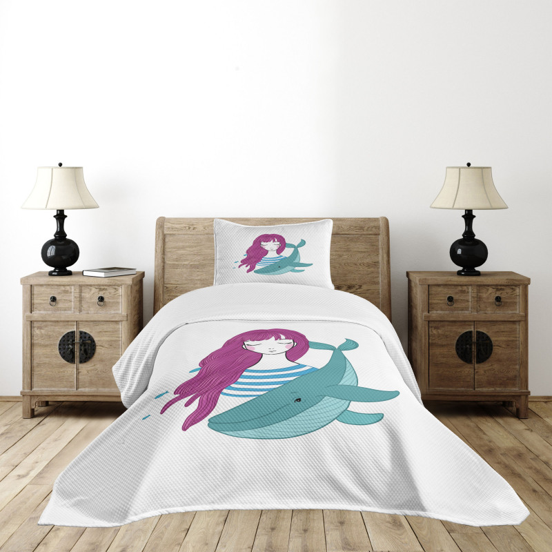 Teen Girl with a Whale Bedspread Set