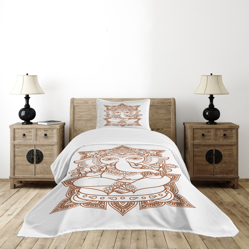 Asian Figure Symbol Boho Bedspread Set