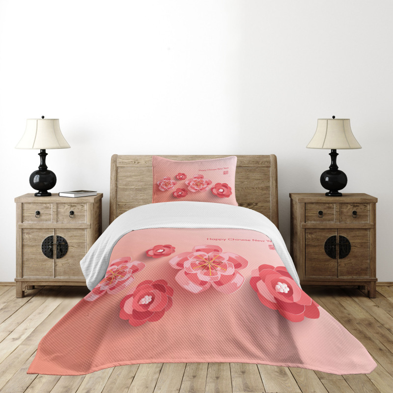 Pink Blossoms Bedspread Set