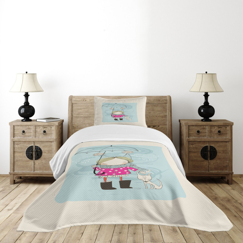 Little Girl Winter Dog Bedspread Set