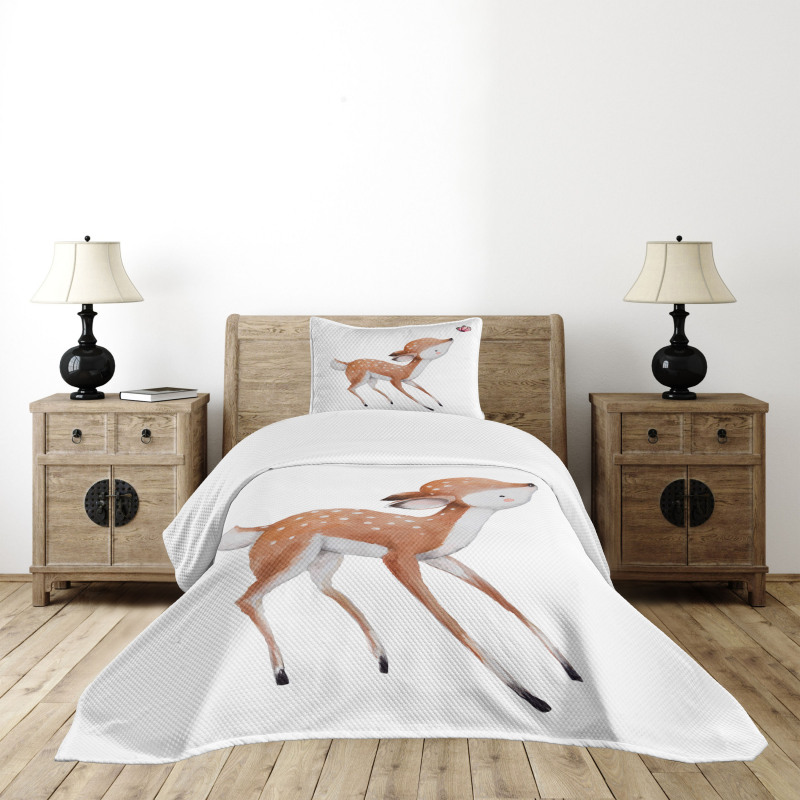 Young Deer and Butterfly Bedspread Set