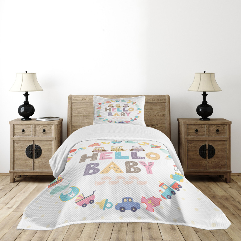 Hello Baby Owls Bedspread Set