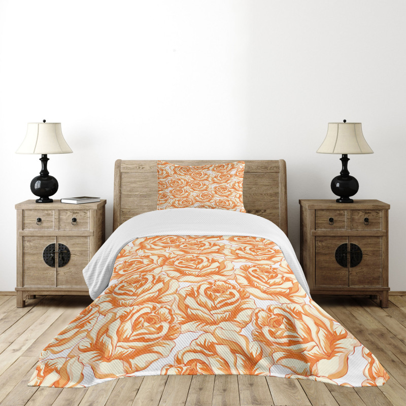 Romantic Love Flowers Bedspread Set