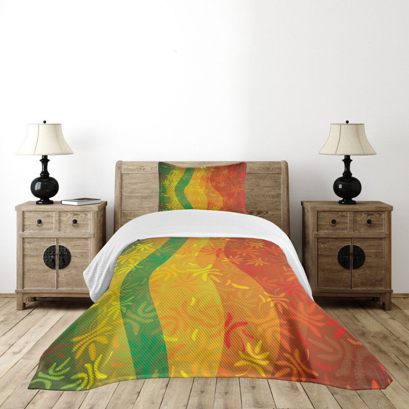 Deciduous Tree Leaves Bedspread Set