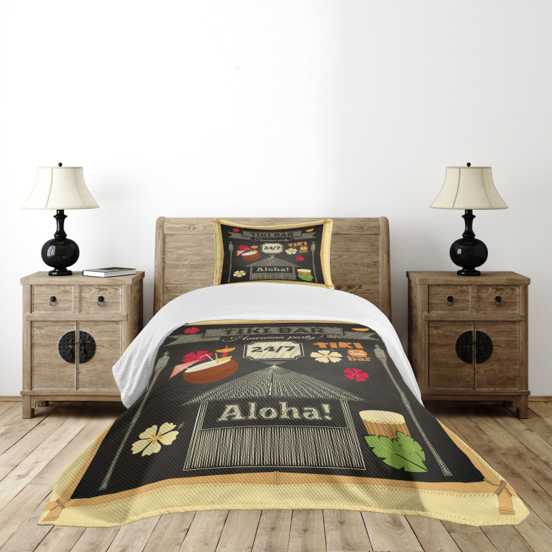Traditional Tiki Bar Bedspread Set