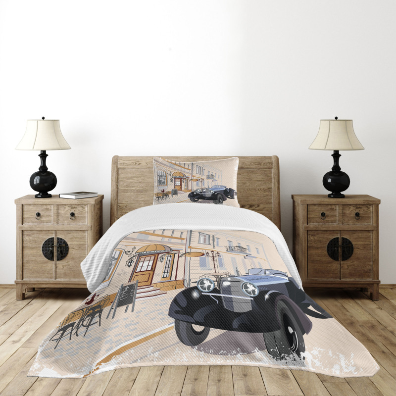 Old School Car Cafe Bedspread Set