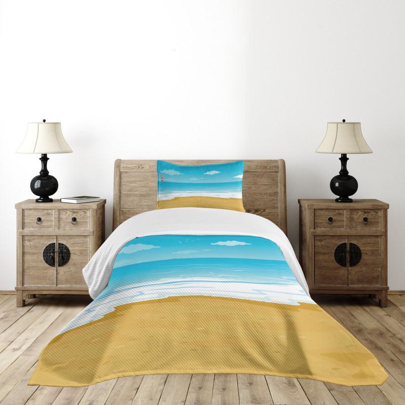 Sandy Beach Ocean Bedspread Set
