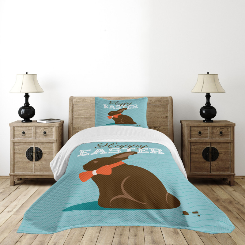 Chocolate Bunny with Bow Bedspread Set