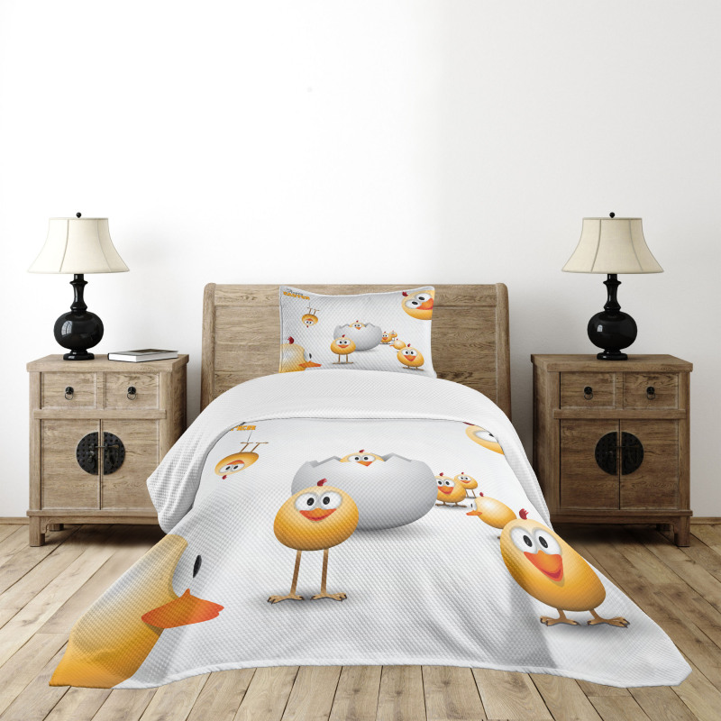 Chicks Funny Cartoon Bedspread Set