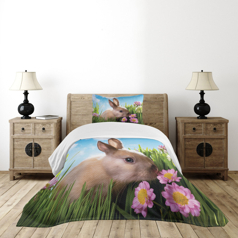 Grass and Spring Flowers Bedspread Set