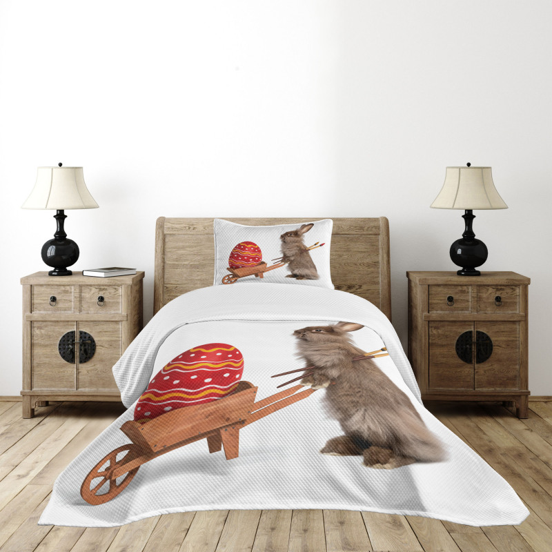 Easter Rabbit Brushes Bedspread Set