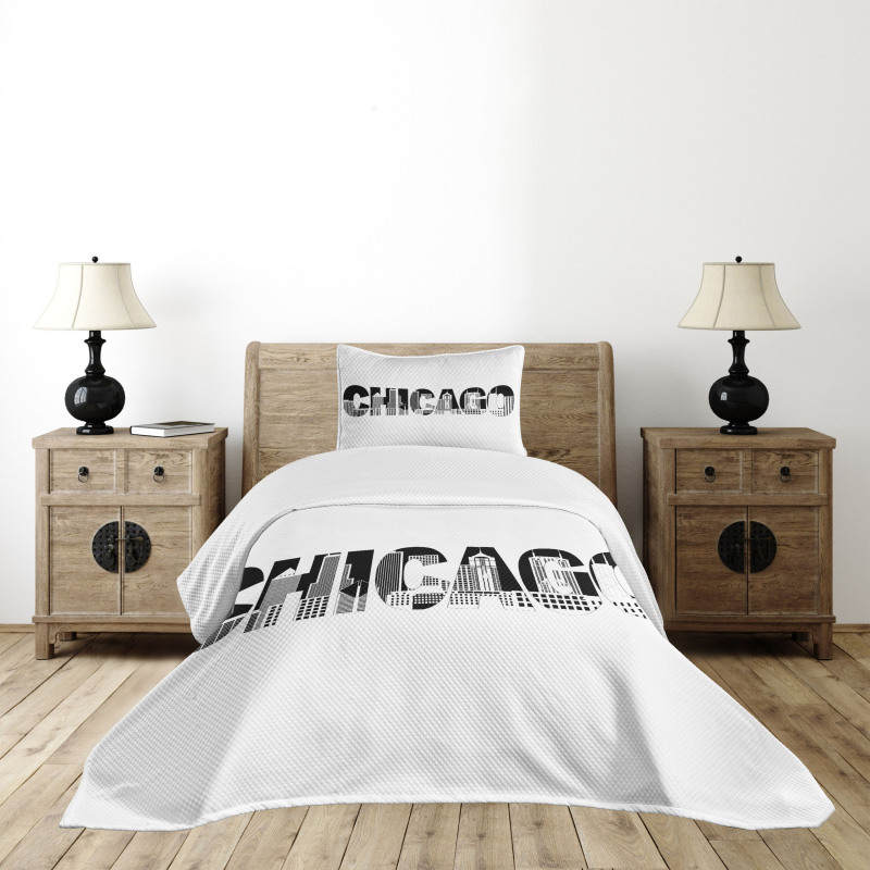 City in Letters Bedspread Set