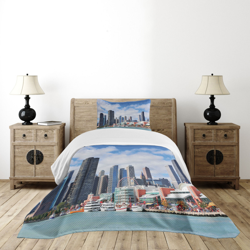 Cloudy Sky City Bedspread Set