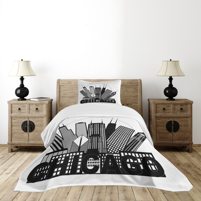 City in Circle Bedspread Set