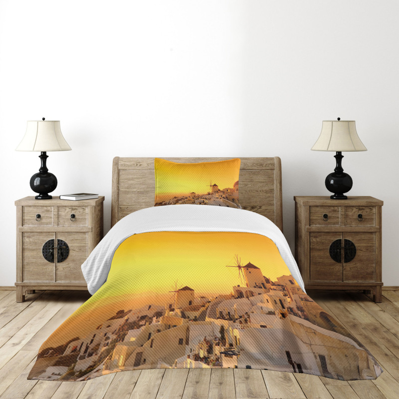 Sunset Santorini Vacation Bedspread Set