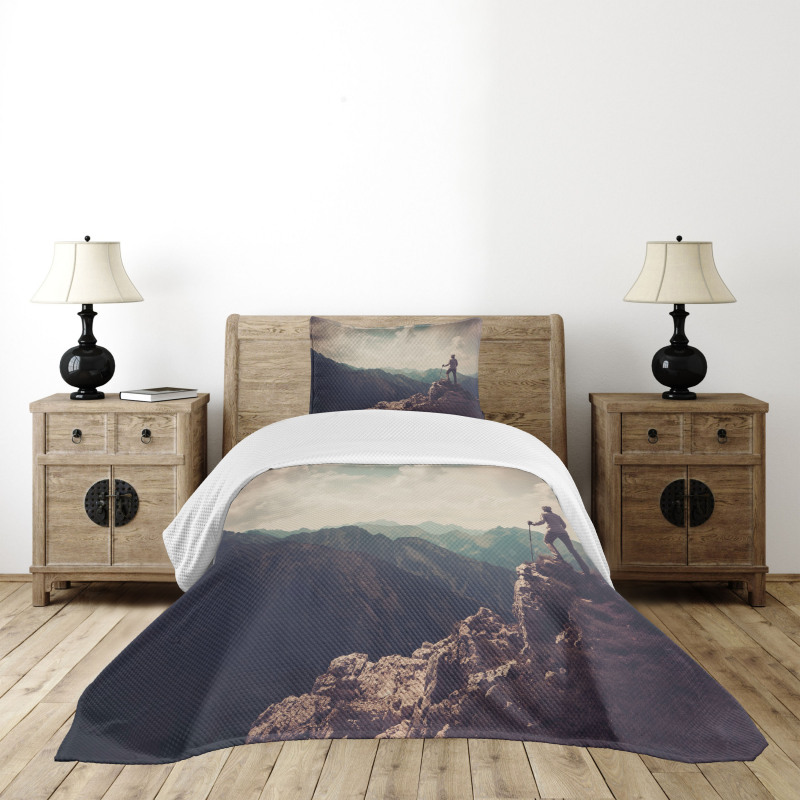 Woman Hiker on Top Bedspread Set